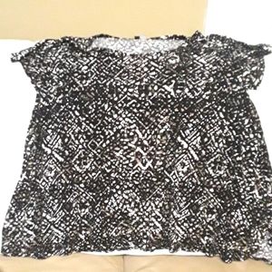 KENAR Black with Brown/White Specks Short Sleeve Blouse in 2X.
